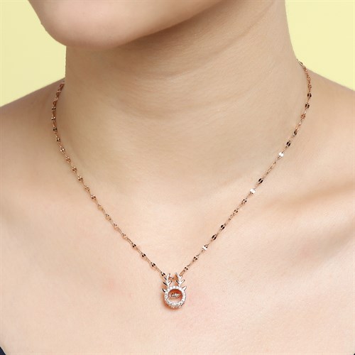 Dây Chuyền Hợp Kim Nữ Đính Đá AvaJi AVJ.N000348.00 Màu Vàng Hồng