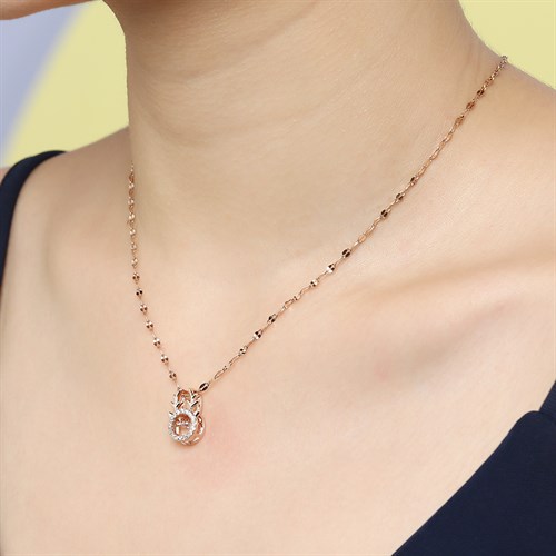 Dây Chuyền Hợp Kim Nữ Đính Đá AvaJi AVJ.N000348.00 Màu Vàng Hồng