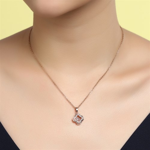 Dây Chuyền Hợp Kim Nữ Đính Đá AvaJi AVJ.N000350.00 Màu Vàng Hồng