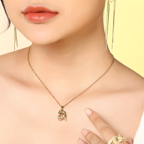 Dây Chuyền Hợp Kim Nữ Đính Đá AvaJi AVJ.N000354.00 Màu Vàng