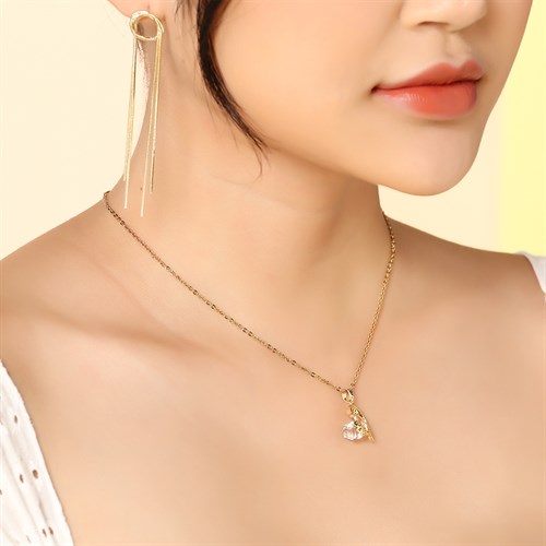 Dây Chuyền Hợp Kim Nữ Đính Đá AvaJi AVJ.N000354.00 Màu Vàng