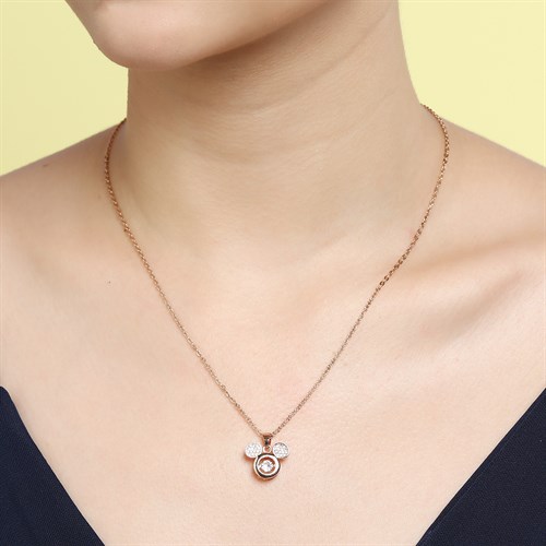 Dây Chuyền Hợp Kim Nữ Đính Đá AvaJi AVJ.N000358.00 Màu Vàng Hồng