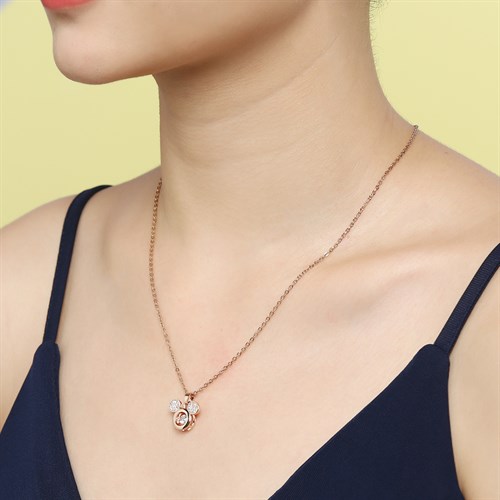 Dây Chuyền Hợp Kim Nữ Đính Đá AvaJi AVJ.N000358.00 Màu Vàng Hồng