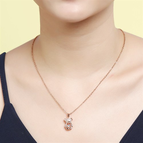 Dây Chuyền Hợp Kim Nữ Đính Đá AvaJi AVJ.N000359.00 Màu Vàng Hồng