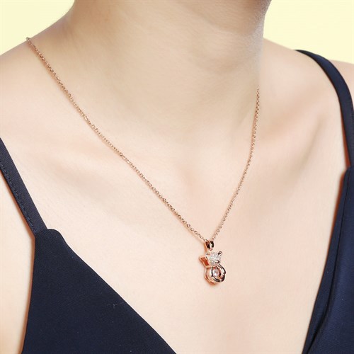 Dây Chuyền Hợp Kim Nữ Đính Đá AvaJi AVJ.N000359.00 Màu Vàng Hồng