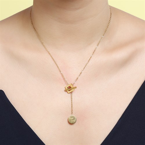 Dây Chuyền Hợp Kim Nữ Đính Đá AvaJi AVJ.N000367.00 Màu Vàng