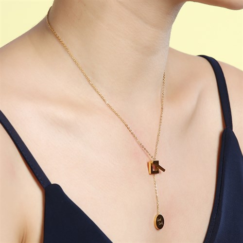 Dây Chuyền Hợp Kim Nữ Đính Đá AvaJi AVJ.N000367.00 Màu Vàng