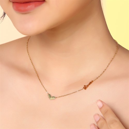 Dây Chuyền Hợp Kim Nữ Đính Đá AvaJi AVJ.N000373.00 Màu Vàng