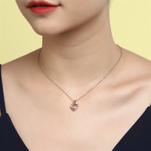 Dây Chuyền Hợp Kim Nữ Đính Đá AvaJi AVJ.N000376.00 Màu Vàng Hồng