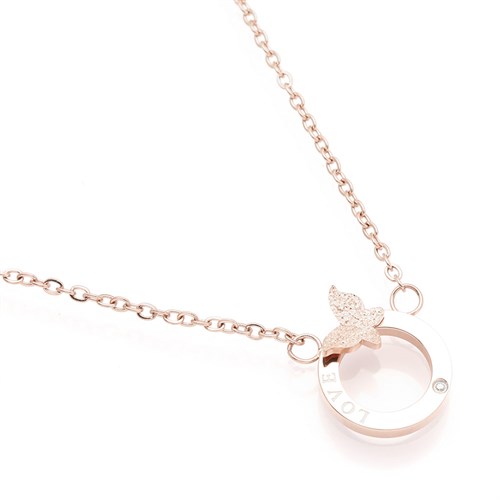 Dây Chuyền Hợp Kim Nữ Đính Đá AvaJi AVJ.N000380.00 Màu Vàng Hồng