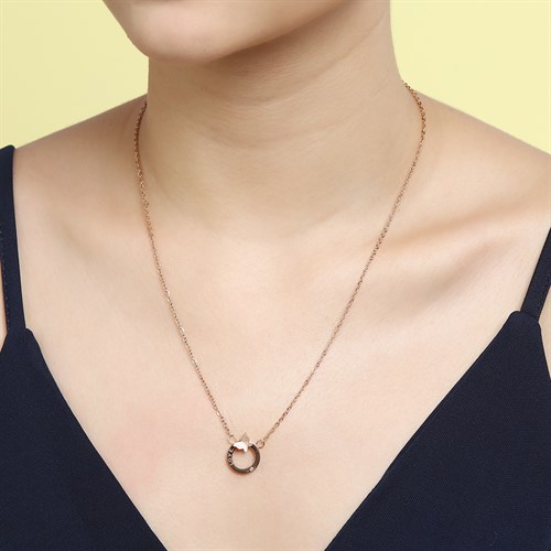 Dây Chuyền Hợp Kim Nữ Đính Đá AvaJi AVJ.N000380.00 Màu Vàng Hồng