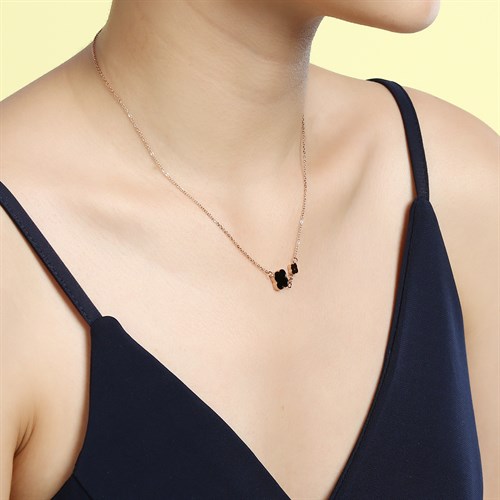 Dây Chuyền Hợp Kim Nữ Đính Đá AvaJi AVJ.N000384.00 Màu Vàng Hồng