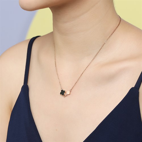 Dây Chuyền Hợp Kim Nữ Đính Đá AvaJi AVJ.N000384.00 Màu Vàng Hồng