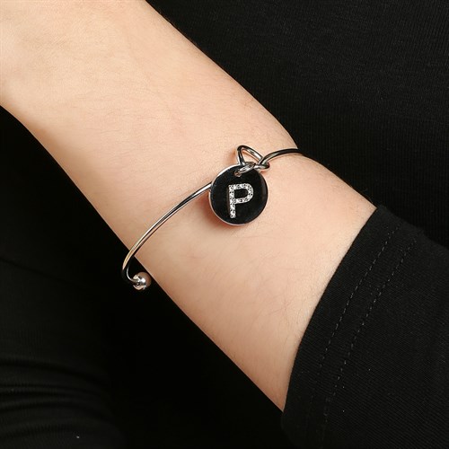 Vòng Tay Hợp Kim Đính Đá Nữ AvaJi AVJ.B000023.00 Màu Bạc