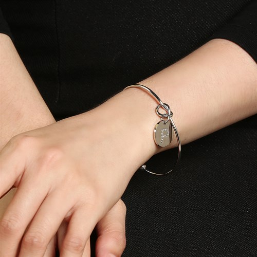 Vòng Tay Hợp Kim Đính Đá Nữ AvaJi AVJ.B000023.00 Màu Bạc