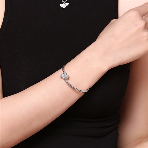 Vòng Tay Hợp Kim Nữ AvaJi Đính Đá AVJ.B000013.00 Màu Bạc