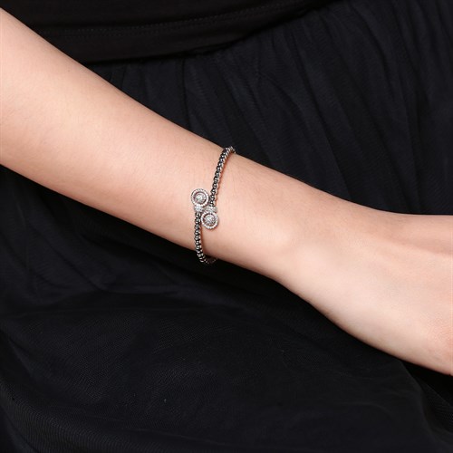 Vòng Tay Hợp Kim Nữ AvaJi Đính Đá AVJ.B000013.00 Màu Bạc