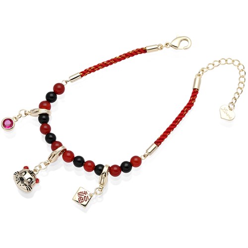 Vòng Tay Hợp Kim Nữ AvaJi Đính Đá AVJ.T000020.00 Màu Đỏ