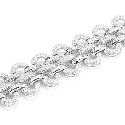 Vòng Tay Bạc Nữ Đính Đá Mạ Vàng Trắng AvaJi AVJ.B000077 Màu Bạc