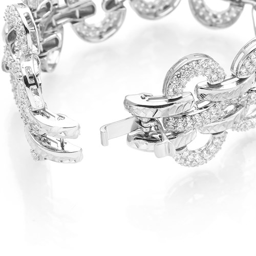 Vòng Tay Bạc Nữ Đính Đá Mạ Vàng Trắng AvaJi AVJ.B000077 Màu Bạc