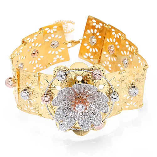 Vòng Tay Bạc Nữ Đính Đá Mạ Vàng 18K AvaJi AVJ.B000078 Màu Vàng