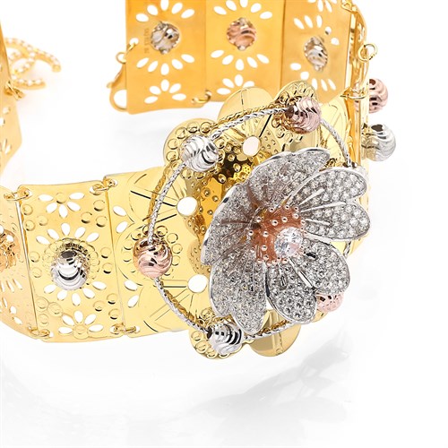 Vòng Tay Bạc Nữ Đính Đá Mạ Vàng 18K AvaJi AVJ.B000078 Màu Vàng