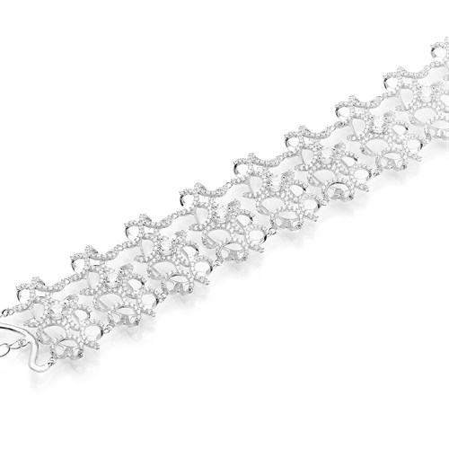 Vòng Tay Bạc Nữ Đính Đá Mạ Vàng Trắng AvaJi AVJ.B000084 Màu Bạc