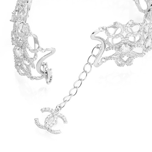 Vòng Tay Bạc Nữ Đính Đá Mạ Vàng Trắng AvaJi AVJ.B000084 Màu Bạc