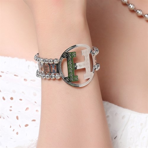 Vòng Tay Bạc Nữ Đính Đá Mạ Vàng Trắng AvaJi AVJ.T000086 Màu Bạc