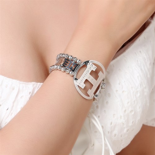 Vòng Tay Bạc Nữ Đính Đá Mạ Vàng Trắng AvaJi AVJ.T000086 Màu Bạc