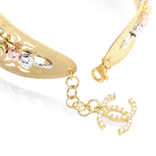 Vòng Tay Bạc Nữ Đính Đá Mạ Vàng 18K AvaJi AVJ.T000098 Màu Vàng