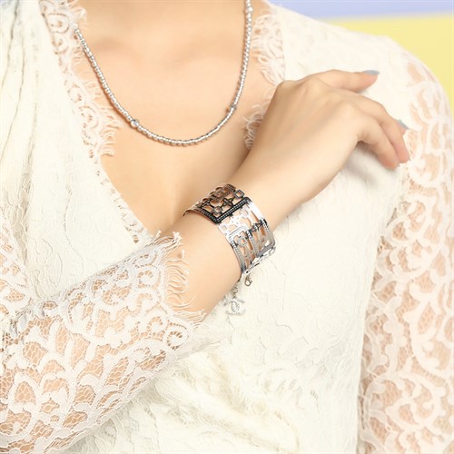 Vòng Tay Bạc Nữ Mạ Vàng Trắng AvaJi AVJ.T000100 Màu Bạc