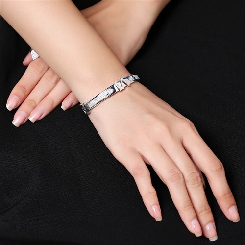 Vòng Tay Bạc Nữ Đính Đá Mạ Vàng Trắng AvaJi AVJ.T000102 Màu Bạc