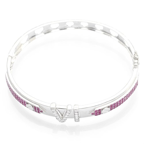 Vòng Tay Bạc Nữ Đính Đá Mạ Vàng Trắng AvaJi AVJ.T000104 Màu Bạc