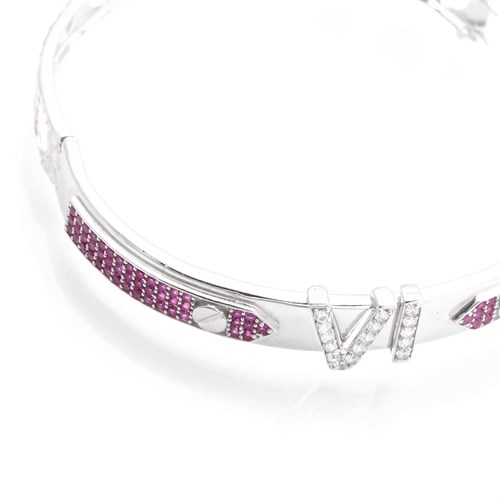 Vòng Tay Bạc Nữ Đính Đá Mạ Vàng Trắng AvaJi AVJ.T000104 Màu Bạc