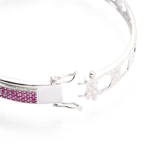 Vòng Tay Bạc Nữ Đính Đá Mạ Vàng Trắng AvaJi AVJ.T000104 Màu Bạc