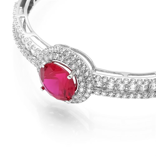 Vòng Tay Bạc Nữ Đính Đá Mạ Vàng Trắng AvaJi AVJ.T000110 Màu Bạc