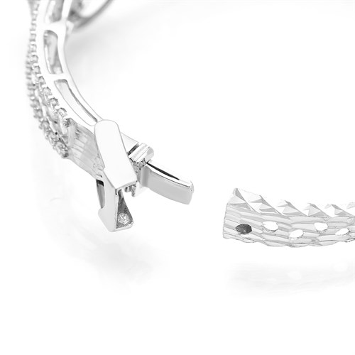 Vòng Tay Bạc Nữ Đính Đá Mạ Vàng Trắng AvaJi AVJ.T000110 Màu Bạc