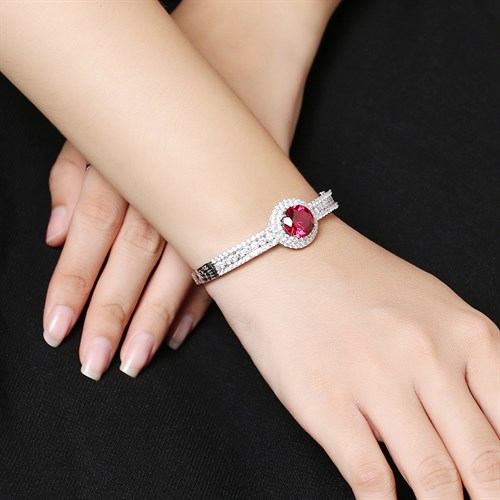 Vòng Tay Bạc Nữ Đính Đá Mạ Vàng Trắng AvaJi AVJ.T000110 Màu Bạc