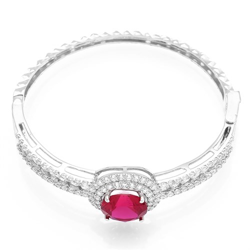 Vòng Tay Bạc Nữ Đính Đá Mạ Vàng Trắng AvaJi AVJ.T000110 Màu Bạc