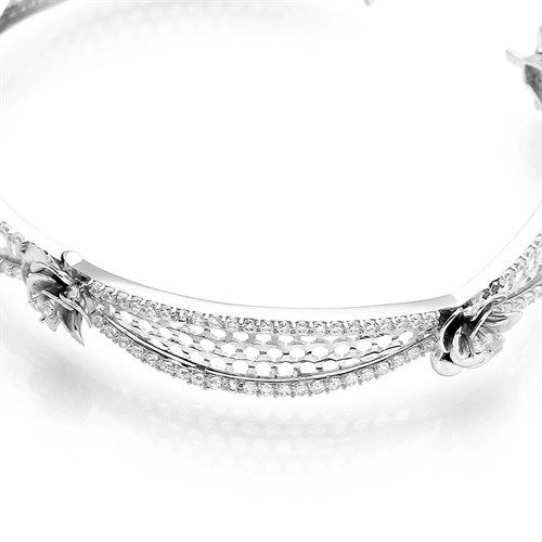 Vòng Tay Bạc Nữ Đính Đá Mạ Vàng Trắng AvaJi AVJ.T000114 Màu Bạc