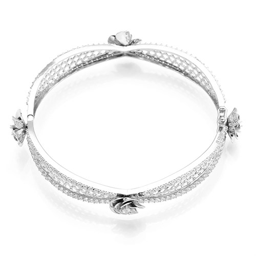 Vòng Tay Bạc Nữ Đính Đá Mạ Vàng Trắng AvaJi AVJ.T000114 Màu Bạc