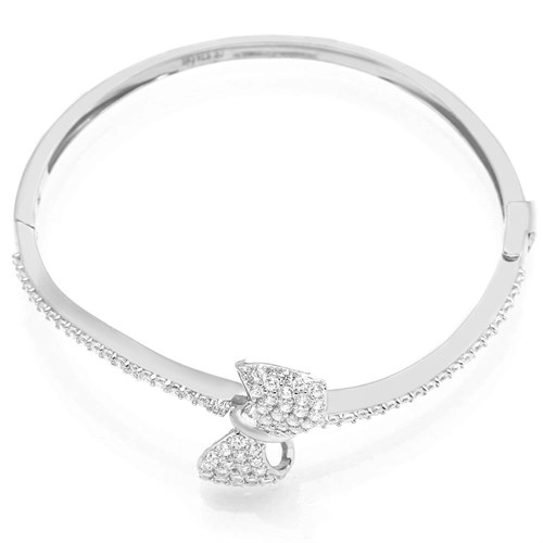 Vòng Tay Bạc Nữ Đính Đá Mạ Vàng Trắng AvaJi AVJ.T000118 Màu Bạc