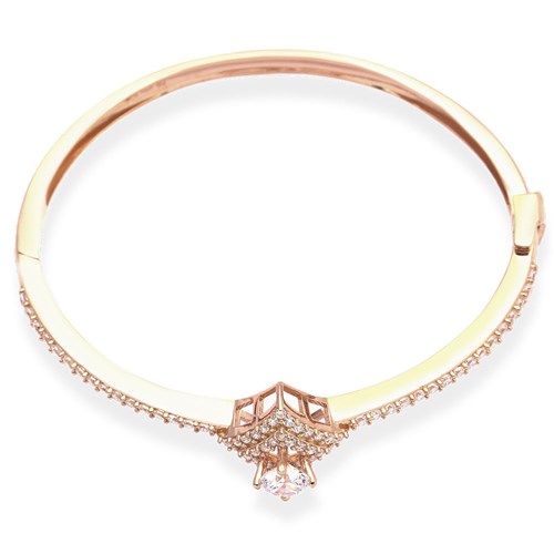 Vòng Tay Bạc Nữ Đính Đá Mạ Vàng Hồng AvaJi AVJ.T000122 Màu Vàng Hồng