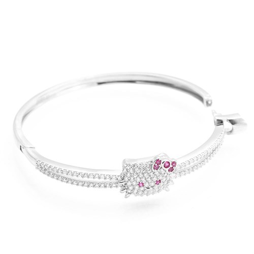 Vòng Tay Bạc Nữ Đính Đá Mạ Vàng Hồng AvaJi AVJ.T000124 Màu Vàng Hồng