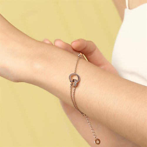 Lắc Tay Hợp Kim Nữ AvaJi AVJ.T000077.00 Màu Vàng Hồng