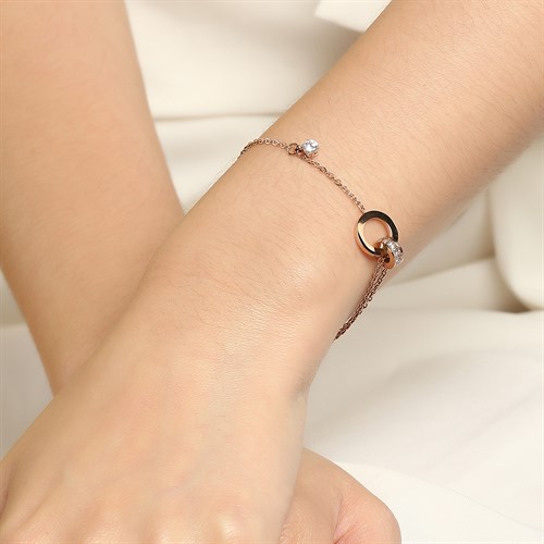 Lắc Tay Hợp Kim Nữ AvaJi AVJ.T000077.00 Màu Vàng Hồng