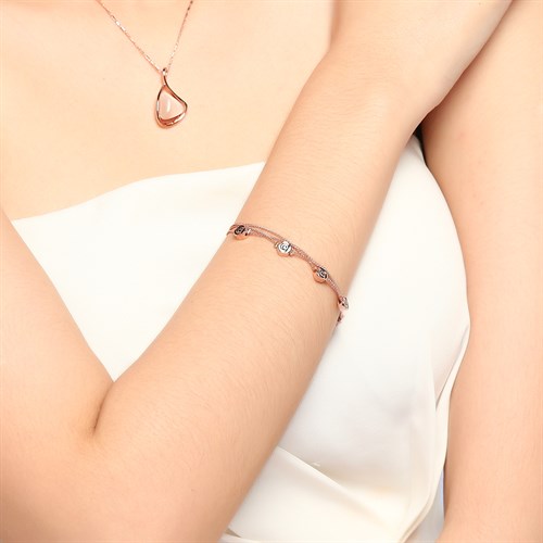 Lắc Tay Hợp Kim Nữ AvaJi AVJ.T000032.00 Màu Vàng Hồng