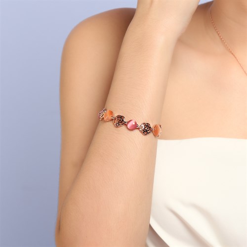 Lắc Tay Hợp Kim Nữ AvaJi AVJ.T000040.00 Màu Vàng Hồng