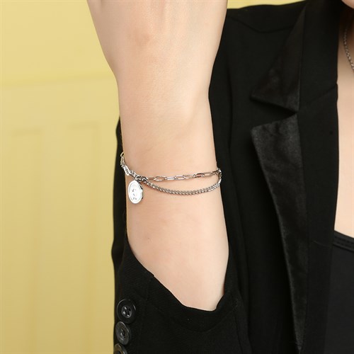 Vòng Tay Hợp Kim Nữ AvaJi AVJ.T000004.00 Màu Bạc